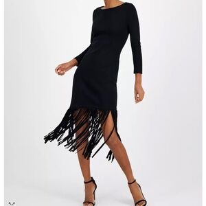 Black Fringe Dress Size 6 Calvin Klein